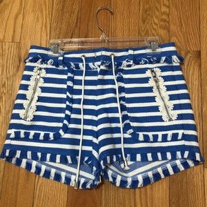 Horizontal Blue and White Striped Boat Shorts Sz 2